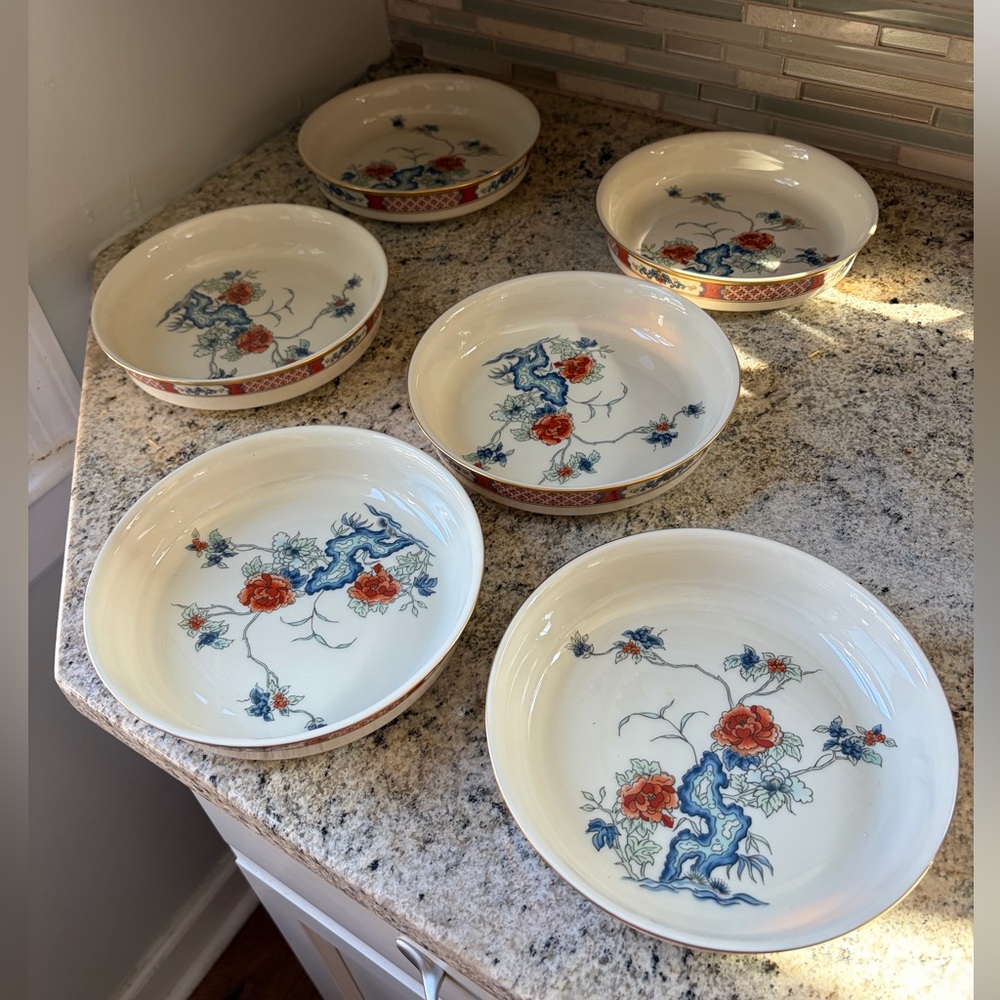 Lenox China set of 6 red lacquer coupe cream bowls 7.5” new condition